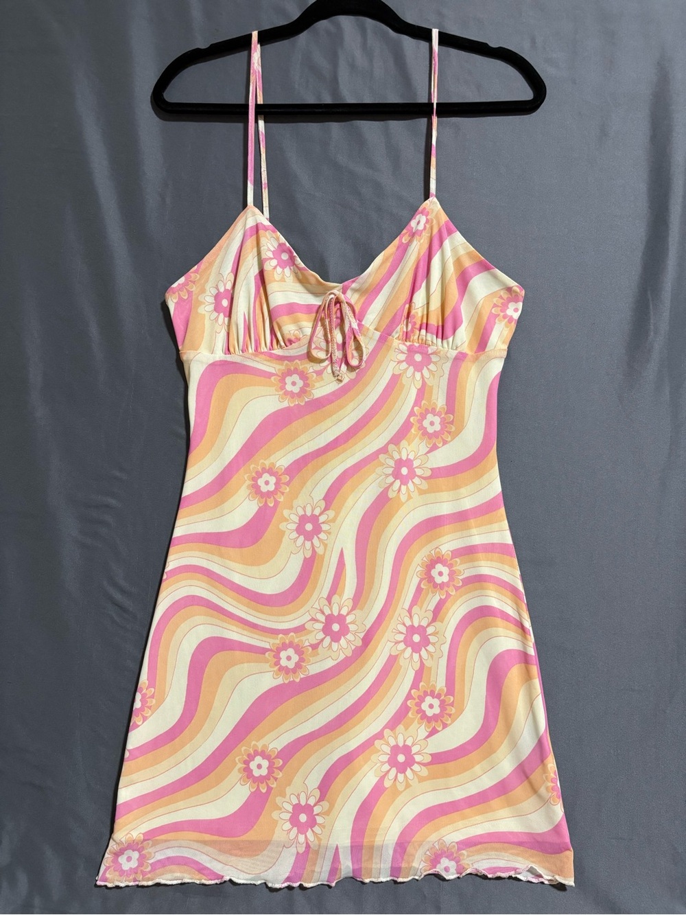 Pink & Cream Floral Wave Maxi Dress - Sleeveless Slip Style